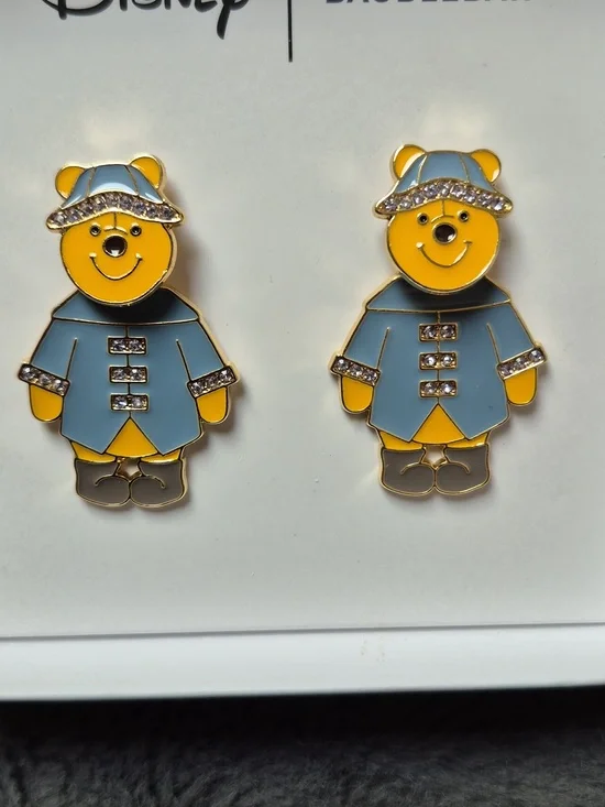 Disney x BaubleBar Winnie the Pooh In Blue Coat & Hat Earrings, New In Box - Picture 11 of 11